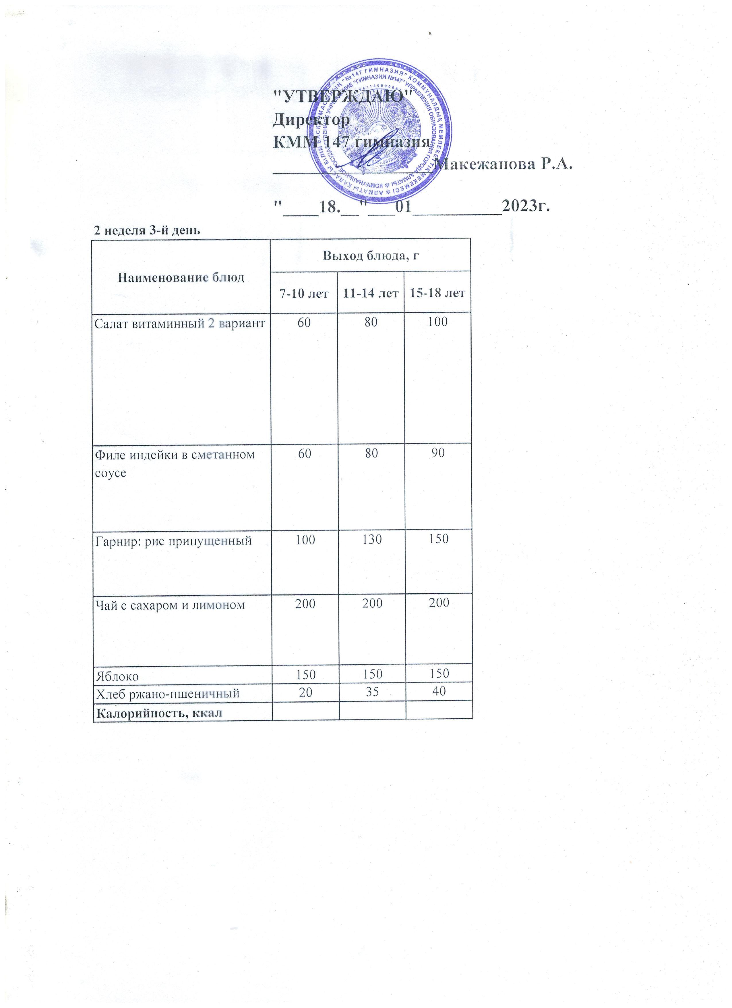 18.01.2023 ас мәзірі