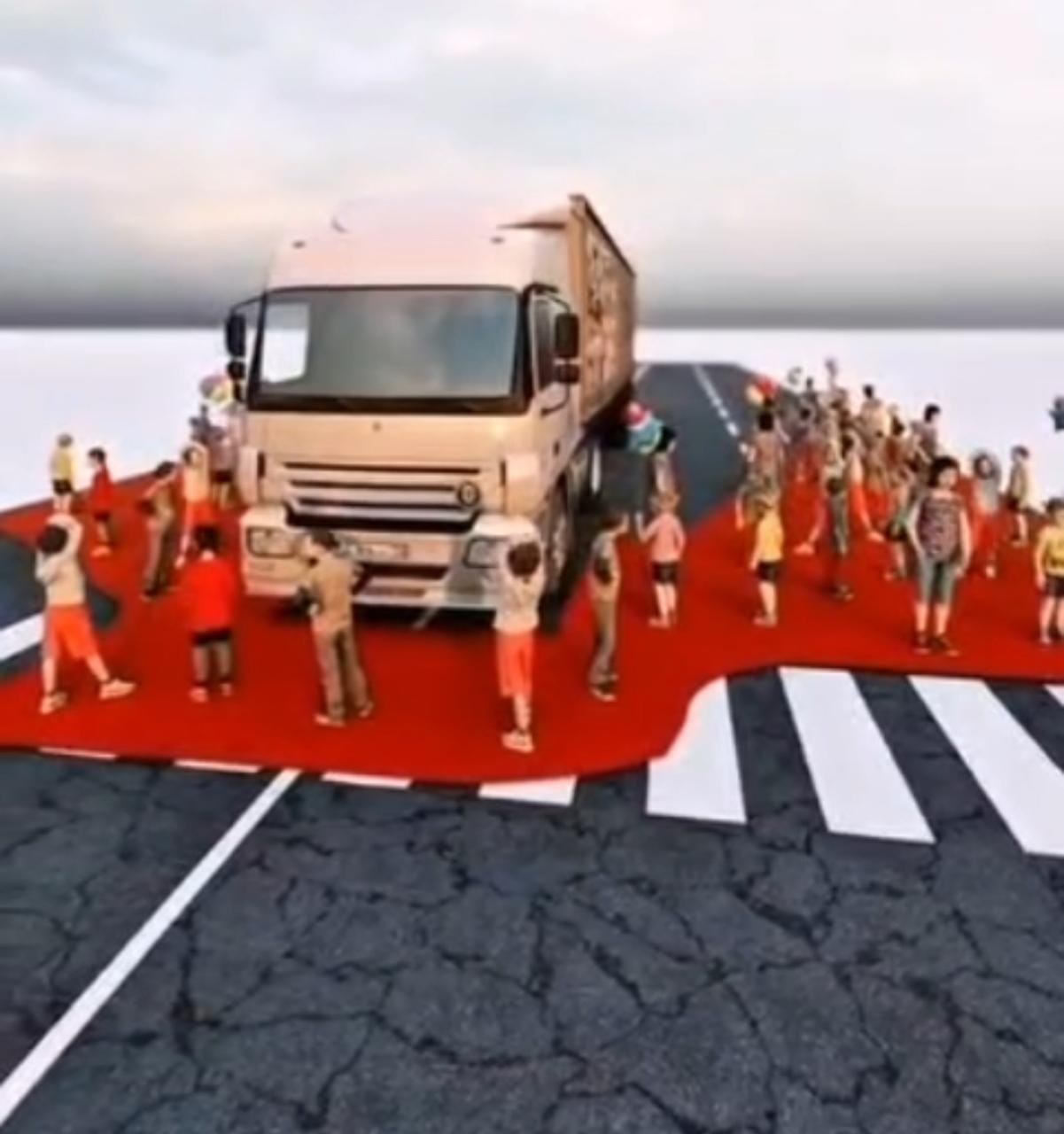 Жолда жүргенде сақ болыңыздар. Жүк көлігі жүргенде жолдағы 5 ережені жаттап алыңыздар! Жолдан абай бол! ұрандарының негізінде видеоролик түсірілді.