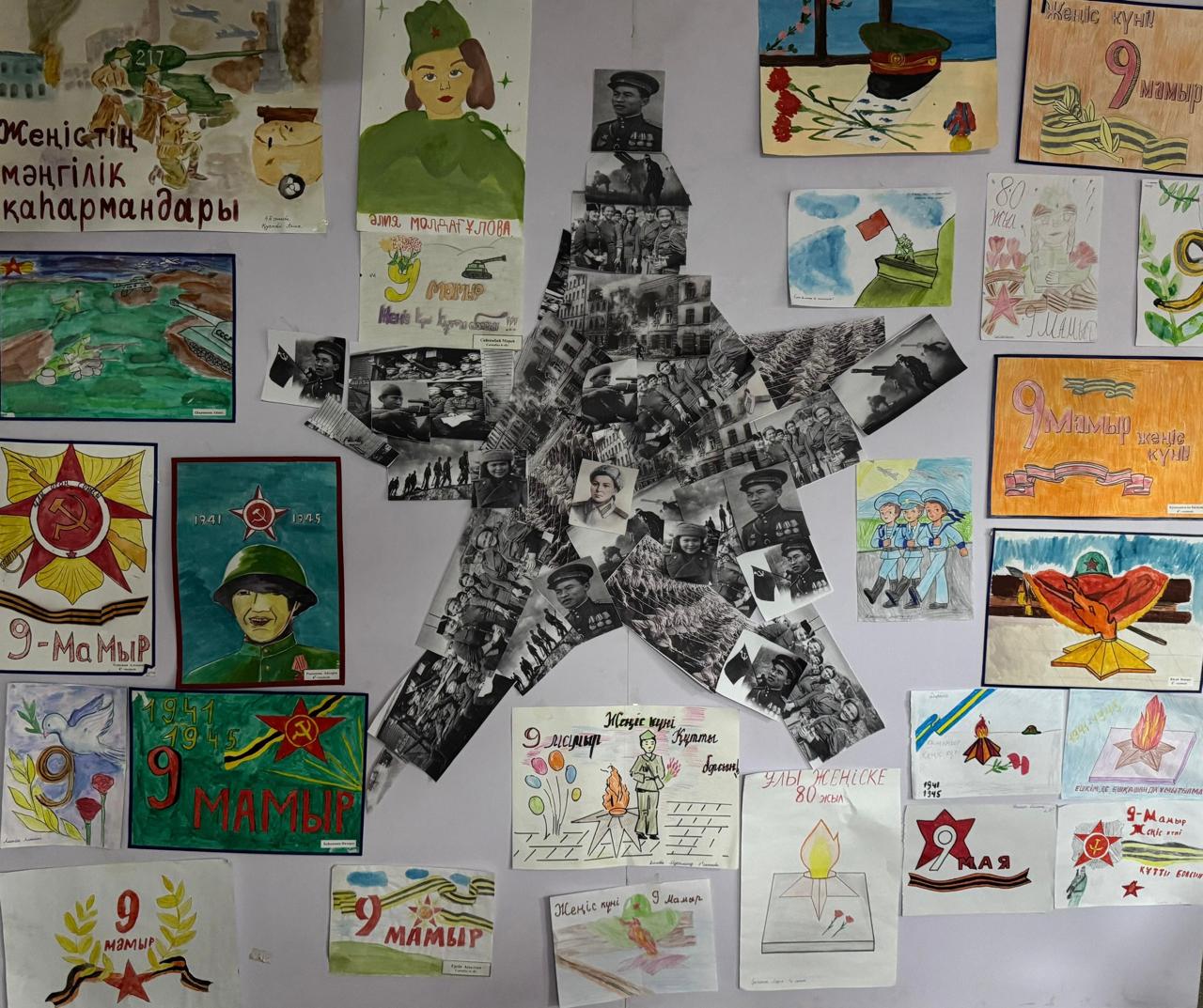 "Жеңістің Ұлы қаһармандары" тақырыбында сурет салды